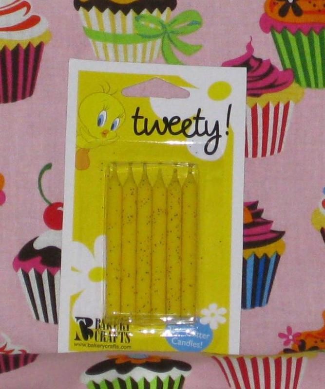 TWEETY BIRD CAKE CANDLES,GLITTER,2 1/2 IN. YELLOW  