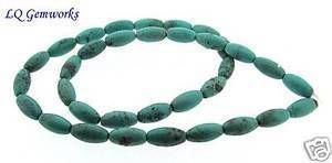 16 GREEN KINGMAN TURQUOISE 6X12mm Rice Oval Beads /K7  