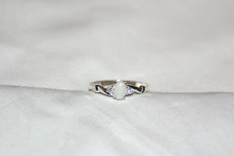   Plated Ring~Genuine Opal~October Birthstone~Available in Sterling Also