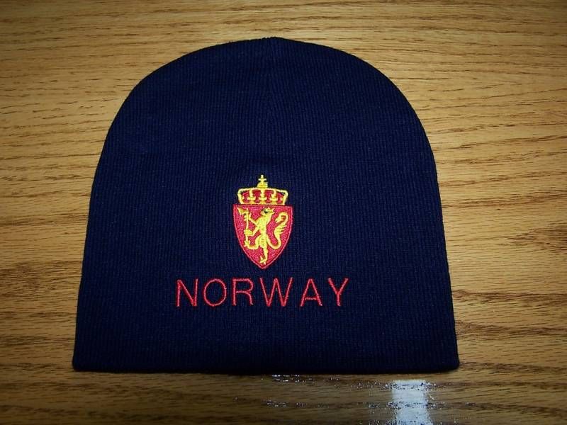 Norwegian Norway Crest Knit Beanie Hat Embroidered  