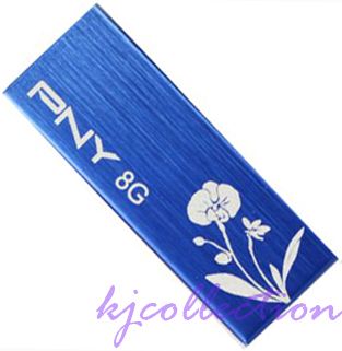 PNY 8GB 8G USB Flash Pen Drive Orchid Blue FLOWER CLIP ATTACHE  