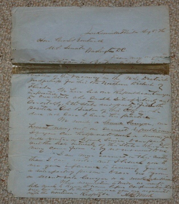 1876 Letter Signed Almon Meek & Sen. George Boutwell  