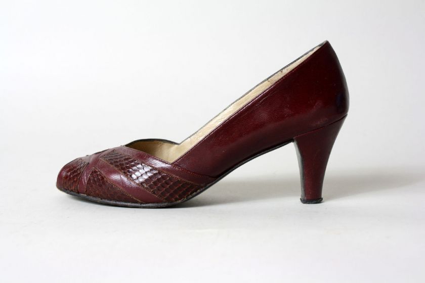 Vtg 70s/80s Xavier Danaud Paris Snakeskin Peep Heel 6.5  