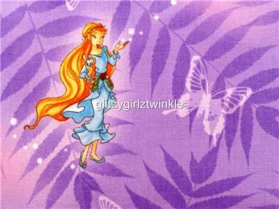   Fairy Tinkerbell Fabric BTY Tink Purple Cartoon Movie Purple  