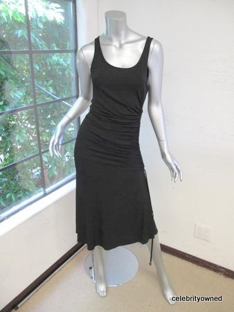 Celine Black Sleeveless Gathered Side Evening Dress 38  