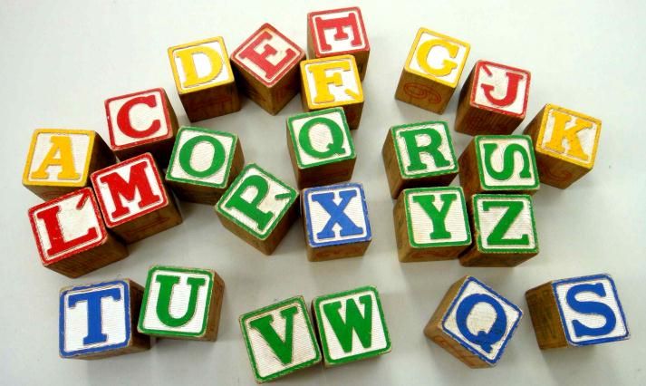 LOT vintage WOODEN TOY BLOCKS alphabet 25 PC★  