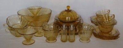 FEDERAL DEPRESSION GLASS AMBER MADRID 4 SHERBET GLASSES  