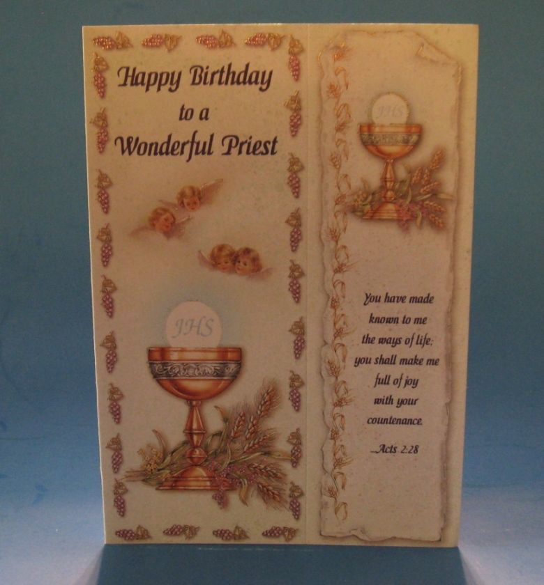 Catholic Priest Birthday Greeting Card w/Bookmark NEW  