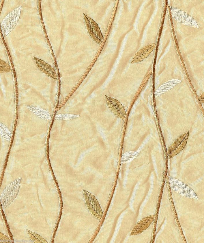   Fabric Bonsai Cream Embroidered Polyester Curtain Fabric Faux Silk