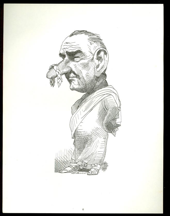 1965 DAVID LEVINE CARICATURE ~ LBJ ~ President JOHNSON  