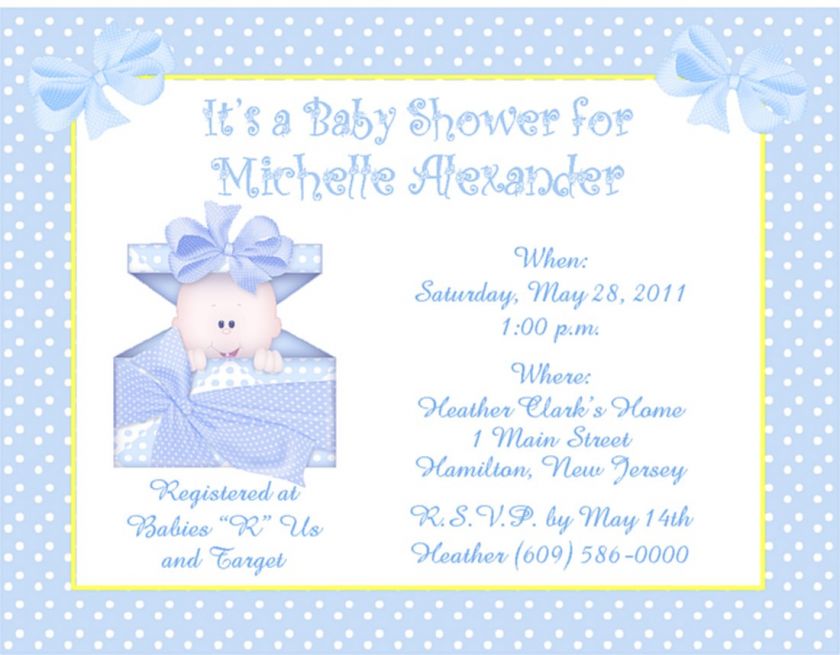   Peek a Boo Boy Personalized Baby Shower Invitations w/Envelopes  