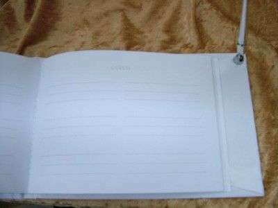 New White Rhinestone Wedding Guest Book Pen Holder Silver  