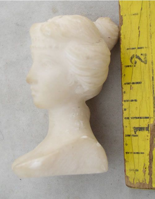 ANTIQUE ITALIAN MINIATURE BEAUTIFUL GIRL ALABASTER BUST  