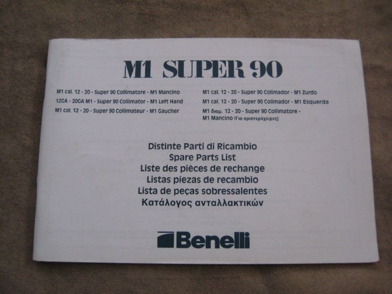 Benelli M1 Super 90 Shotgun 12 20 Parts list  