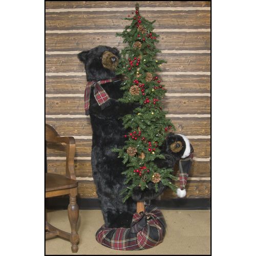 Ditz Designs 5 Christmas Offspring Plaid Tree Bear Black 60Lighted 