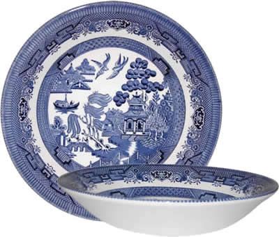 CHURCHILL BLUE WILLOW 6 SOUP BOWLS 8   NEW/UNUSED  