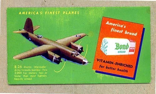 1940S BOND BREAD BLOTTER B 26 ARMY BOMBER VF  