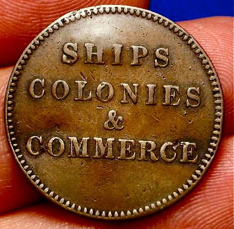 OLD CANADIAN COINS 1800s SAILING SHIP HALFPENNY CANADA  