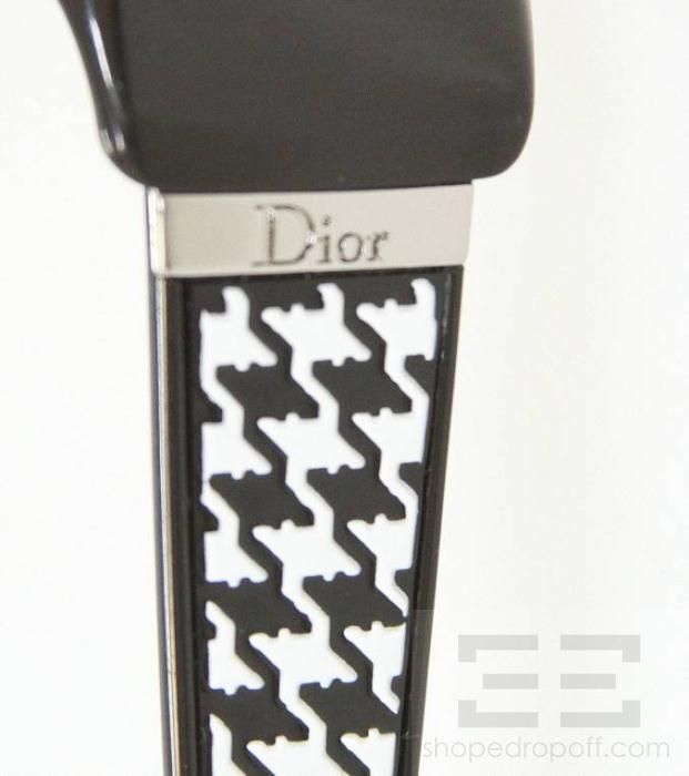 Christian Dior Black And White Houndstooth Small Frame Eyeglasses CD 