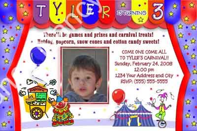 CARNIVAL CIRCUS CLOWN AMUSEMENT PARK BOY GIRL PHOTO BIRTHDAY PARTY 