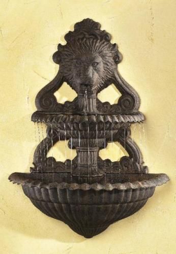 New Patio Garden Lion Wall Fountain Wrought Iron Color  