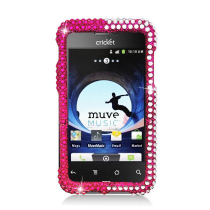 For ZTE X500 Score Cricket Phone Luxury Pearl Pink Crystal F Stones 