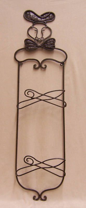 LARGE IRON METAL DECORATIVE CHEF PLATE RACK HEAVY  