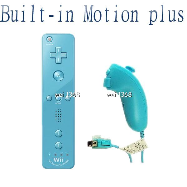   in Motion Plus Inside Remote + Nunchuck Controller For Wii blue  