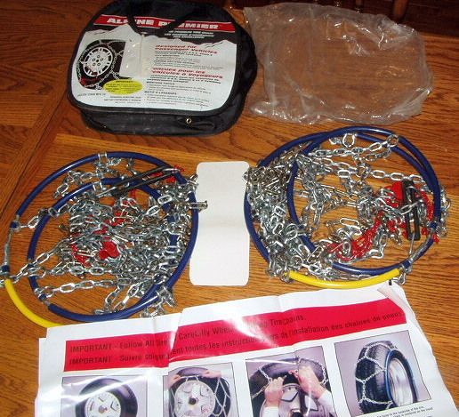 This is a set of Quick Fit Diamond Style Tire chains from ALPINE 