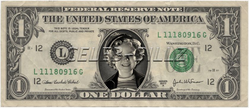 Shirley Temple Dollar Bill Real USD Celebrity Novelty Money  