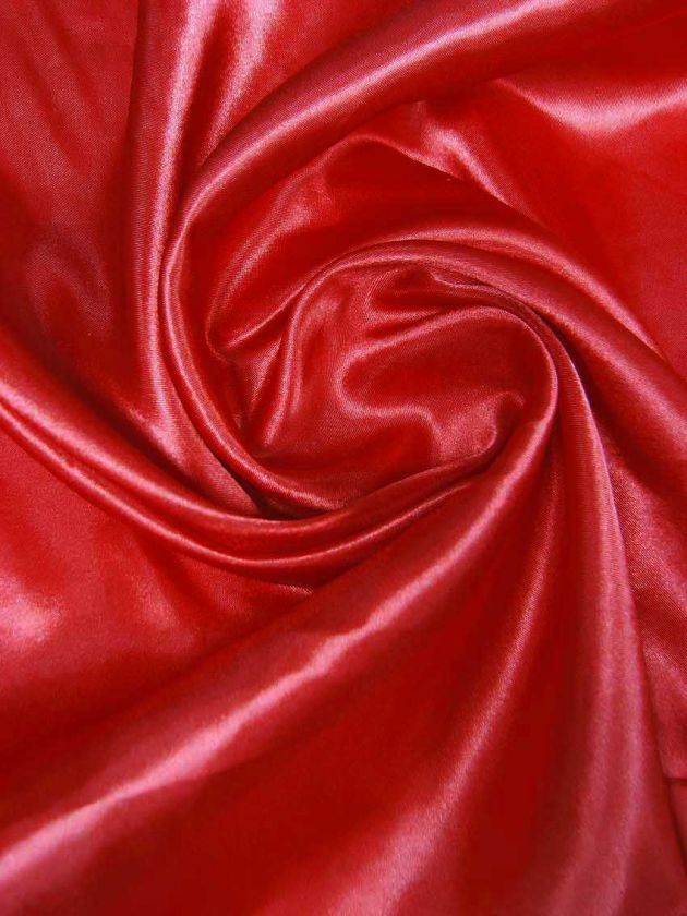 Polyester Satin dress Lining Fabric Yardage Bright Red  