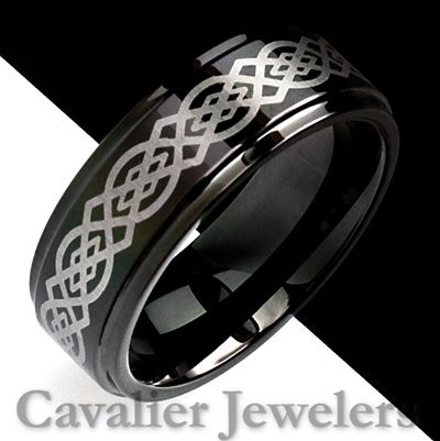 MENS TUNGSTEN RING WEDDING BAND BLACK S4 8MM_W  