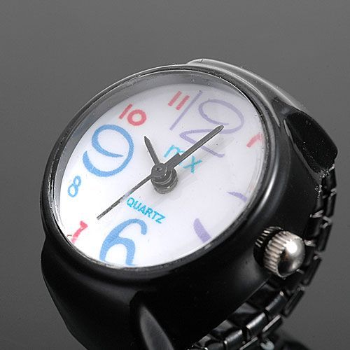   Cartoon White Black Ladies Women Girls Finger Ring Watch  