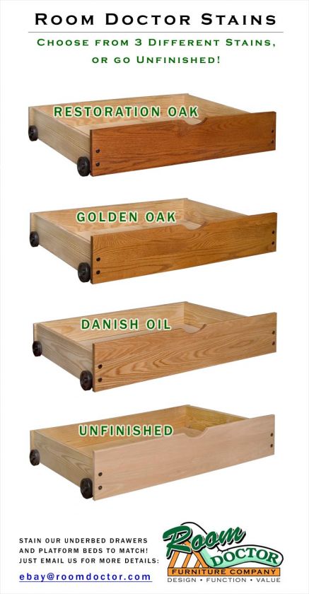 Underbed Storage Drawers Unfinished Oak Wood NEW  