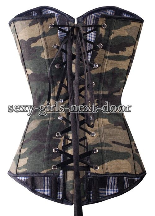 Green Nylon CORSET Camouflage BustierSuper COOL 5XL A2653_green