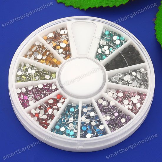 1200pc 2mm Colorful Glitters Rhinestone Art Decoration For False Nails 