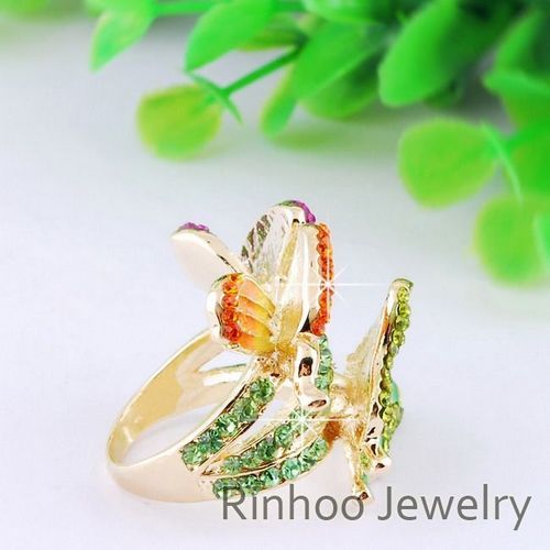 Gold plating Colorful butterfly alloy ring 1pcs Free~~  