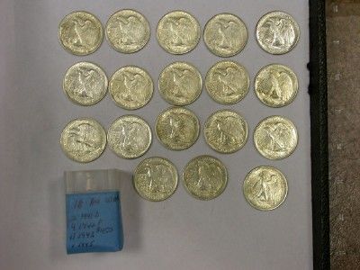 EIGHT TEEN AU WALKING LIBERTY HALF DOLLAR LOT ID#Y649  