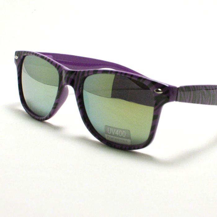   Old School Nerd Retro Thick Horn Rimmed Sunglasses ZEBRA PURPLE  