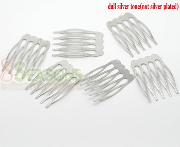 30 Silver Tone Comb Shape Hair Clips 39x26mm  