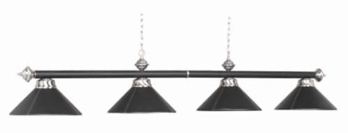 Black Faux Leather Pool Table Billiard 4 Light Fixture  