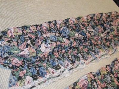 blouson PINK&BLUE ROSEwindowVALANCE~Shabby~Cottage~Chic  