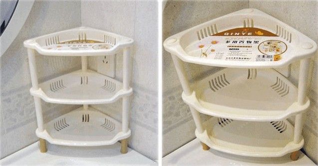 New 3 Tier Plastic Bathroom Kitchen Corner Triangle Shelf Rack 