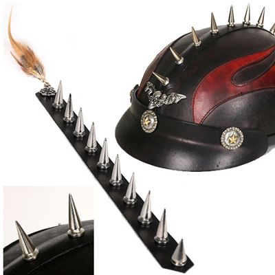 Motorcycle harley davidson helmet spike mohawk cowhide  