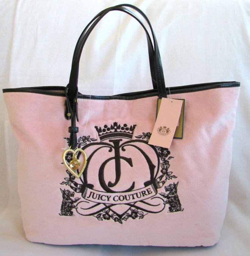   PINK VELOUR+BROWN LEATHER TOTE/SHOPPER BAG NEW+TAG 098689353159  