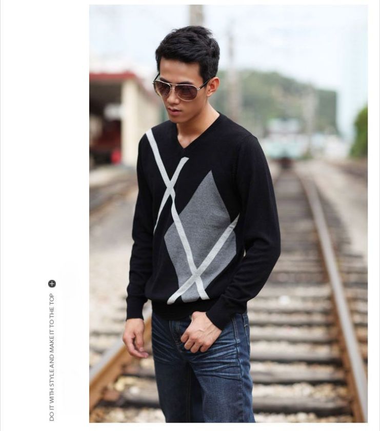 New Elegant Twii Sweater Autumn Winter Grid Cotton Mens  