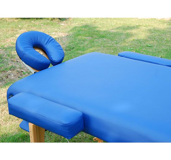   Blue 3 fold 77L 3Pad Portable Reiki PU Massage Table bed spa  