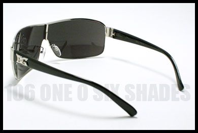 DG DESIGNER Shield Sunglasses Mens Fashion SILVER w/ Mirror Lens