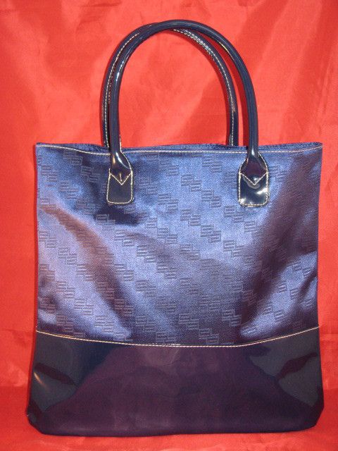 ESTEE LAUDER Navy Blue & Patent Tote Carry All Bag NIP  