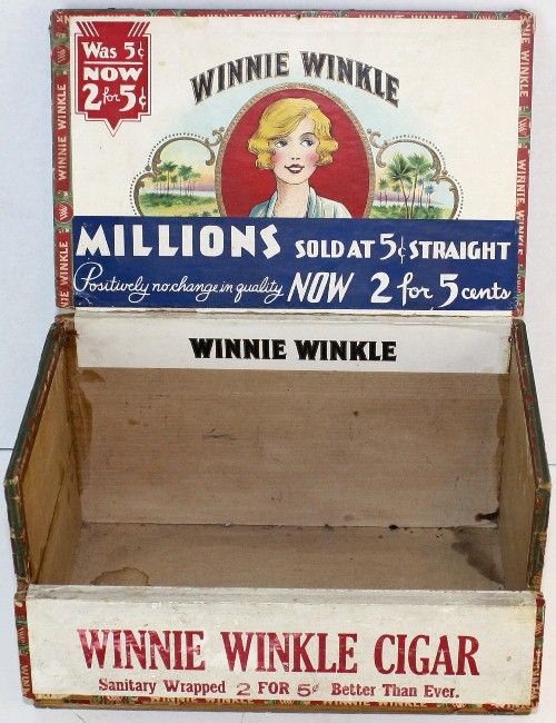 Vintage Winnie Winkle Wooden Cigar Box  